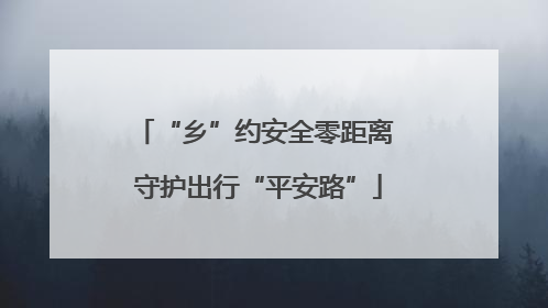 “乡”约安全零距离 守护出行“平安路”