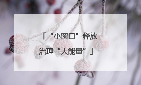“小窗口”释放治理“大能量”