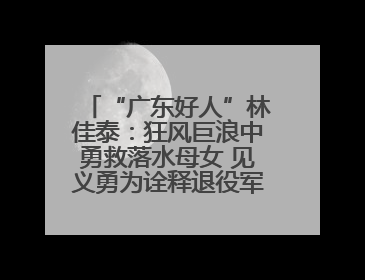 “广东好人”林佳泰：狂风巨浪中勇救落水母女 见义勇为诠释退役军人担当