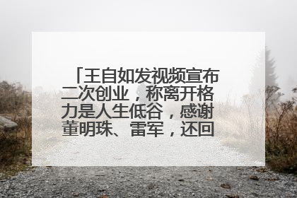 王自如发视频宣布二次创业，称离开格力是人生低谷，感谢董明珠、雷军，还回应了“工资条”：清楚自己要什么……