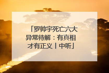 罗帅宇死亡六大异常待解：有真相才有正义丨中听