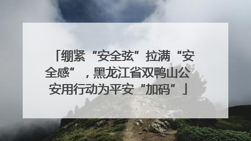 绷紧“安全弦”拉满“安全感”，黑龙江省双鸭山公安用行动为平安“加码”