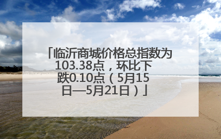 临沂商城价格总指数为103.38点，环比下跌0.10点（5月15日—5月21日）