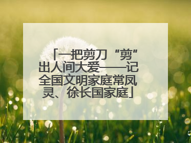一把剪刀“剪”出人间大爱——记全国文明家庭常凤灵、徐长国家庭
