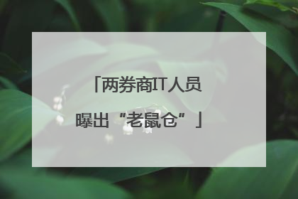两券商IT人员曝出“老鼠仓”