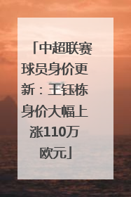 中超联赛球员身价更新：王钰栋身价大幅上涨110万欧元