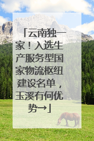 云南独一家！入选生产服务型国家物流枢纽建设名单，玉溪有何优势→