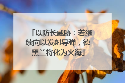 以防长威胁：若继续向以发射导弹，德黑兰将化为火海