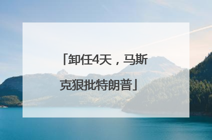 卸任4天，马斯克狠批特朗普