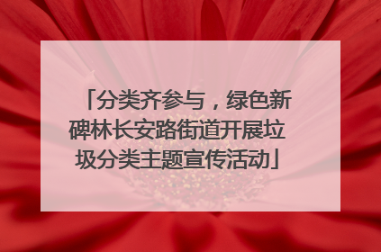 分类齐参与，绿色新碑林长安路街道开展垃圾分类主题宣传活动