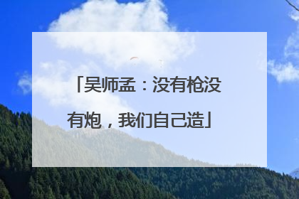 吴师孟：没有枪没有炮，我们自己造