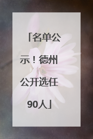 名单公示！德州公开选任90人