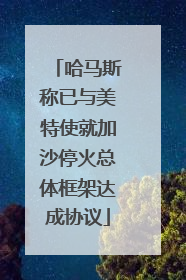 哈马斯称已与美特使就加沙停火总体框架达成协议