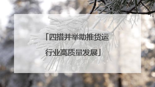 四措并举助推货运行业高质量发展