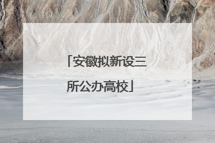 安徽拟新设三所公办高校