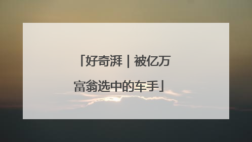 好奇湃｜被亿万富翁选中的车手