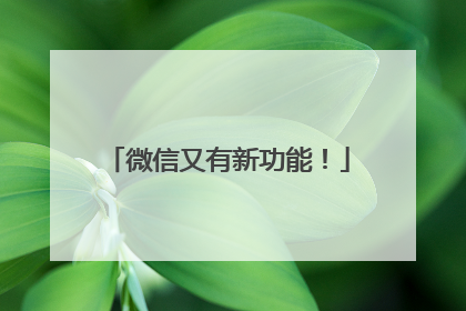 微信又有新功能！