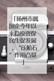 扬州市属国企今年以来稳投资保民生促发展，“压舱石”作用凸显