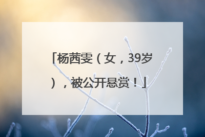 杨茜雯（女，39岁），被公开悬赏！