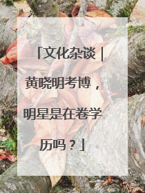 文化杂谈｜黄晓明考博，明星是在卷学历吗？