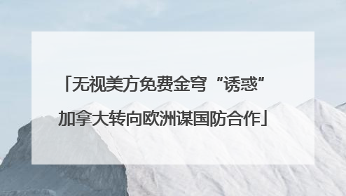 无视美方免费金穹“诱惑” 加拿大转向欧洲谋国防合作