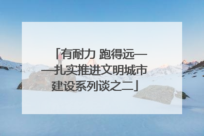 有耐力 跑得远——扎实推进文明城市建设系列谈之二