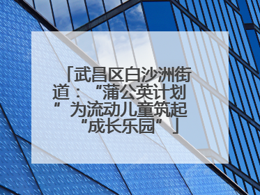 武昌区白沙洲街道：“蒲公英计划”为流动儿童筑起“成长乐园”