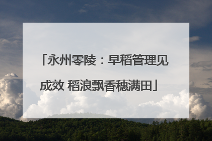 永州零陵：早稻管理见成效 稻浪飘香穗满田