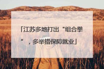 江苏多地打出“组合拳”，多举措保障就业