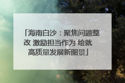 海南白沙：聚焦问题整改 激励担当作为 绘就高质量发展新图景