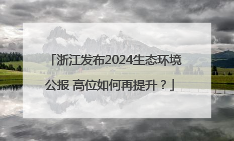 浙江发布2024生态环境公报 高位如何再提升？