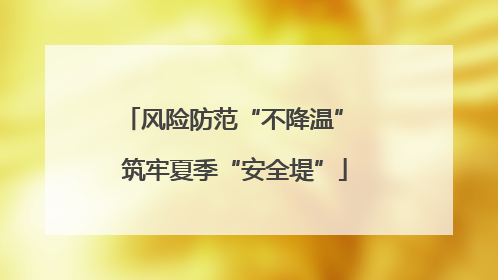 风险防范“不降温” 筑牢夏季“安全堤”