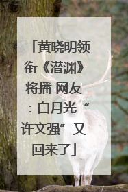 黄晓明领衔《潜渊》将播 网友：白月光“许文强”又回来了