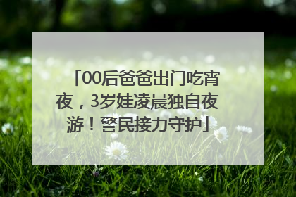 00后爸爸出门吃宵夜，3岁娃凌晨独自夜游！警民接力守护