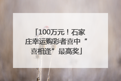 100万元！石家庄幸运购彩者喜中“喜相逢”最高奖