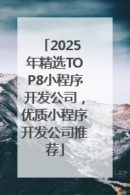 2025年精选TOP8小程序开发公司，优质小程序开发公司推荐
