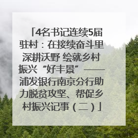 4名书记连续5届驻村：在接续奋斗里深耕沃野 绘就乡村振兴“好丰景”——浦发银行南京分行助力脱贫攻坚、帮促乡村振兴记事（二）